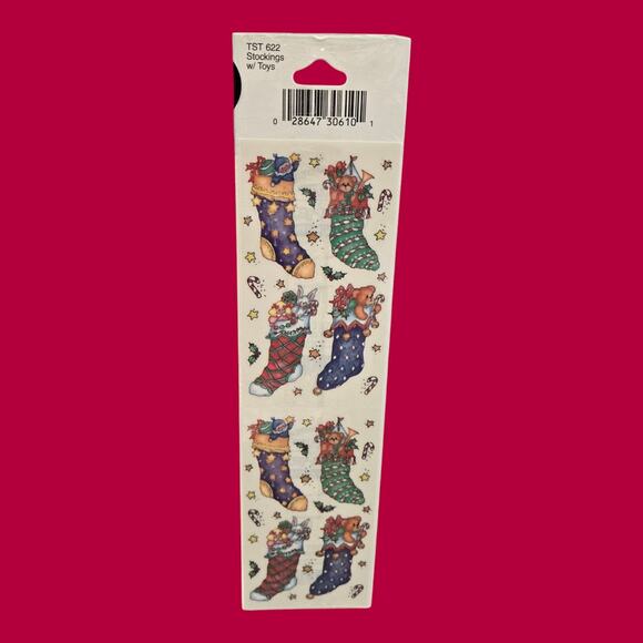 Sealed Frances Meyer VTG Christmas Stickers Stockings w/Toys and Tidings of Joy - Picture 5 of 7